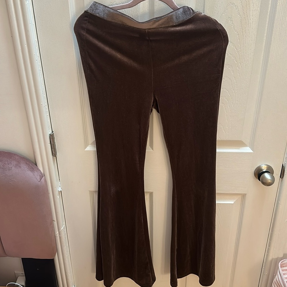 brown velvet bell bottom pants